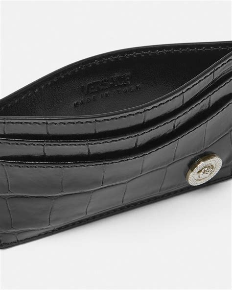 versace black croc motif card holder|Croc.